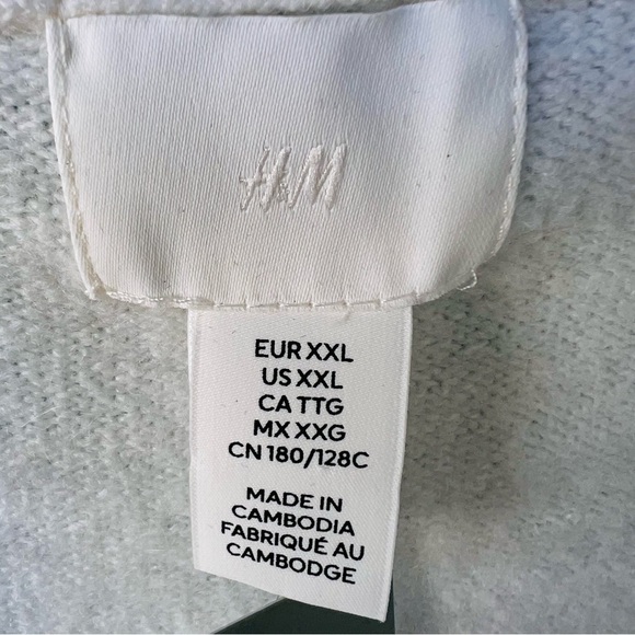 H&M SOFT WOOL BLEND SWEATER V-NECK WHITE IVORY TUNIC SIZE XXL NWT - Picture 3 of 11